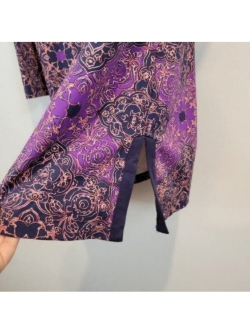 J. Mclaughlin | Catalina Cloth Boca Printed Tunic 3/4 Sleeve Purple - Picture 4 of 9